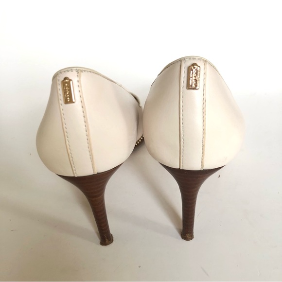 Coach White Waverly Bead-Trim Leather Pumps Heels Women’s Size 8 - Picture 8 of 15